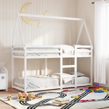 Lit superposé sans matelas blanc 80x200 cm bois de pin massif 