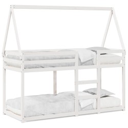 Lit superposé sans matelas blanc 80x200 cm bois de pin massif 