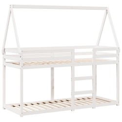Lit superposé sans matelas blanc 80x200 cm bois de pin massif 