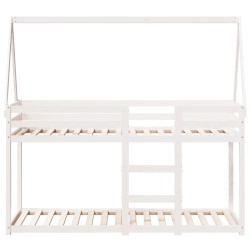 Lit superposé sans matelas blanc 80x200 cm bois de pin massif 