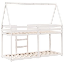 Lit superposé sans matelas blanc 80x200 cm bois de pin massif 