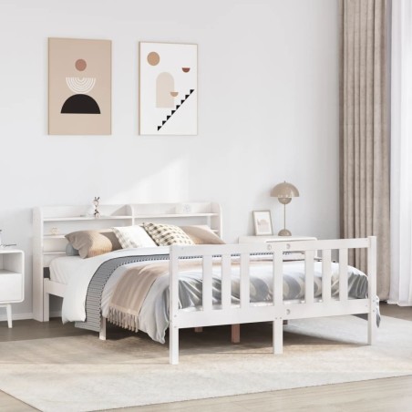 Cadre de lit avec tête de lit sans matelas blanc 150x200 cm 