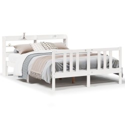 Cadre de lit avec tête de lit sans matelas blanc 150x200 cm 