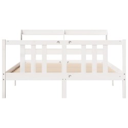 Cadre de lit avec tête de lit sans matelas blanc 150x200 cm 