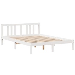 Cadre de lit avec tête de lit sans matelas blanc 150x200 cm 