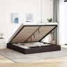 Cadre de lit ottoman sans matelas marron foncé 200x200 cm tissu 
