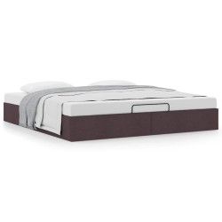 Cadre de lit ottoman sans matelas marron foncé 200x200 cm tissu 