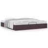 Cadre de lit ottoman sans matelas marron foncé 200x200 cm tissu 