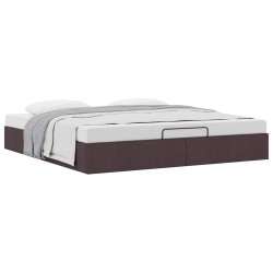 Cadre de lit ottoman sans matelas marron foncé 200x200 cm tissu 