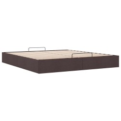 Cadre de lit ottoman sans matelas marron foncé 200x200 cm tissu 