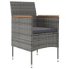 Ensemble à manger de jardin et coussins 3 pcs Gris et noir 