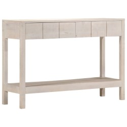 Table console blanc 110x35x75 cm bois de manguier solide 
