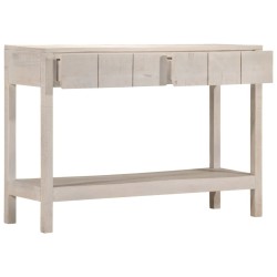 Table console blanc 110x35x75 cm bois de manguier solide 