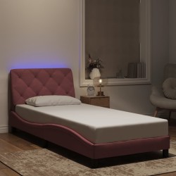 Cadre de lit avec lumières LED rose 90x190 cm velours 