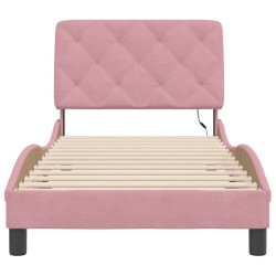 Cadre de lit avec lumières LED rose 90x190 cm velours 