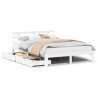Cadre de lit avec tiroirs sans matelas blanc 135x190 cm 