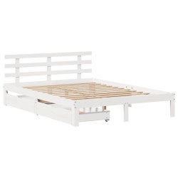 Cadre de lit avec tiroirs sans matelas blanc 135x190 cm 