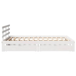 Cadre de lit avec tiroirs sans matelas blanc 135x190 cm 