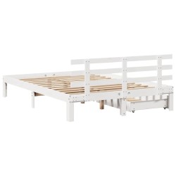 Cadre de lit avec tiroirs sans matelas blanc 135x190 cm 