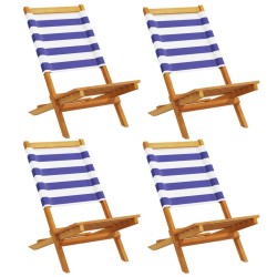 Chaises de jardin pliantes lot de 4 tissu et bois massif 