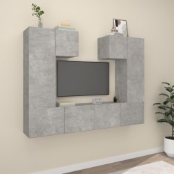 Ensemble de meubles TV 6 pcs Gris béton Bois d'ingénierie 