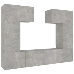 Ensemble de meubles TV 6 pcs Gris béton Bois d'ingénierie 
