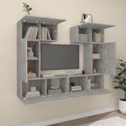 Ensemble de meubles TV 6 pcs Gris béton Bois d'ingénierie 