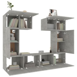 Ensemble de meubles TV 6 pcs Gris béton Bois d'ingénierie 
