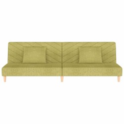 Canapé-lit à 2 places avec deux oreillers Vert Tissu 