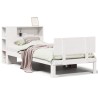 Lit bibliothèque sans matelas blanc 100x200 cm bois pin massif 