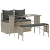 Ensemble à manger de jardin 3pcs coussins gris clair poly rotin 