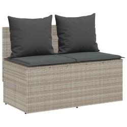 Ensemble à manger de jardin 3pcs coussins gris clair poly rotin 