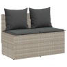 Ensemble à manger de jardin 3pcs coussins gris clair poly rotin 
