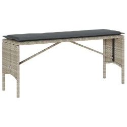 Ensemble à manger de jardin 3pcs coussins gris clair poly rotin 