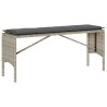 Ensemble à manger de jardin 3pcs coussins gris clair poly rotin 