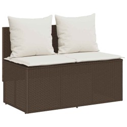 Ensemble à manger de jardin 3 pcs et coussins marron poly rotin 