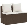 Ensemble à manger de jardin 3 pcs et coussins marron poly rotin 