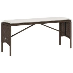 Ensemble à manger de jardin 3 pcs et coussins marron poly rotin 
