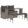 Ensemble à manger de jardin 3 pcs coussins gris résine tressée 