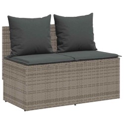 Ensemble à manger de jardin 3 pcs coussins gris résine tressée 