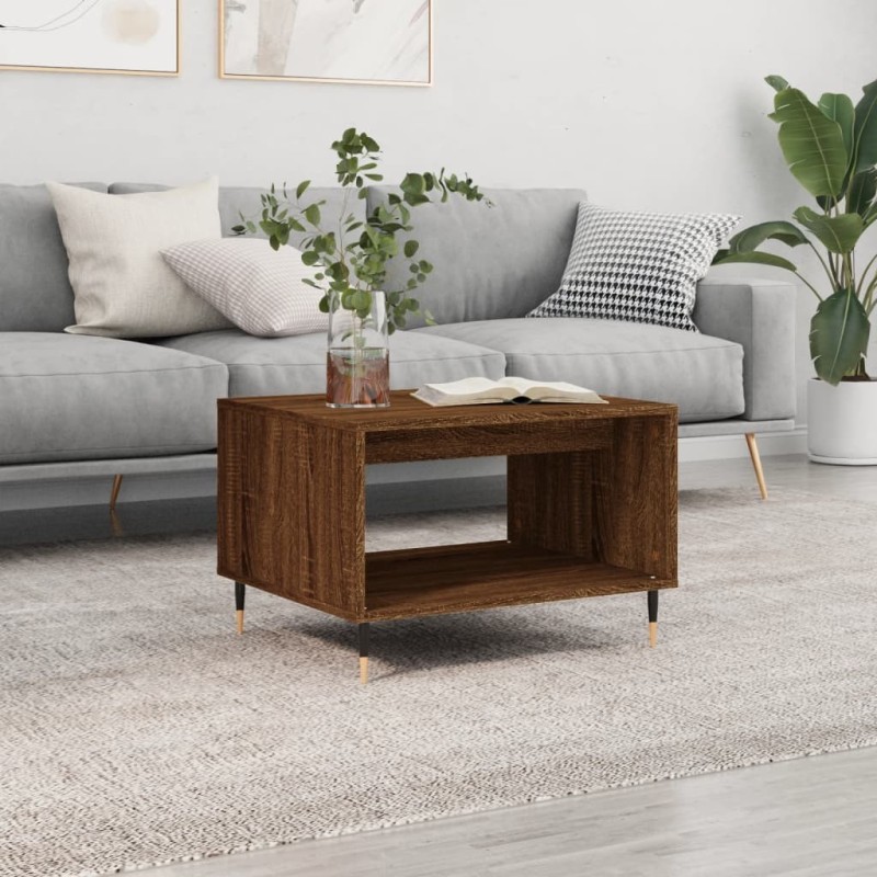 Table basse chêne marron 60x50x40 cm bois d'ingénierie Table basse chêne marron 60x50x40 cm bois d'ingénierie