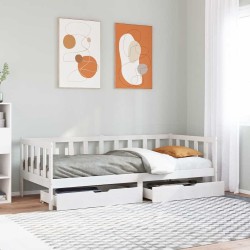 Lit de jour et tiroirs sans matelas blanc 80x200 cm bois massif 