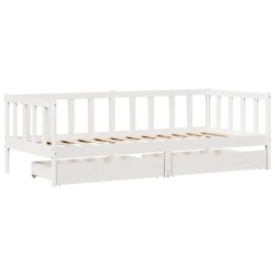 Lit de jour et tiroirs sans matelas blanc 80x200 cm bois massif 