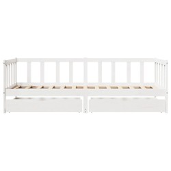 Lit de jour et tiroirs sans matelas blanc 80x200 cm bois massif 
