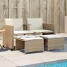Canapé de jardin 2 places avec table et tabourets beige rotin 