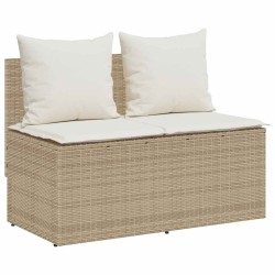 Ensemble à manger de jardin et coussins 3 pcs Beige poly rotin 