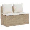 Ensemble à manger de jardin et coussins 3 pcs Beige poly rotin 