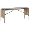 Ensemble à manger de jardin et coussins 3 pcs Beige poly rotin 