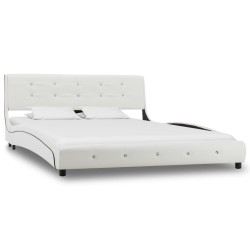 Cadre de lit sans matelas blanc similicuir 135x190 cm 