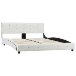 Cadre de lit sans matelas blanc similicuir 135x190 cm 